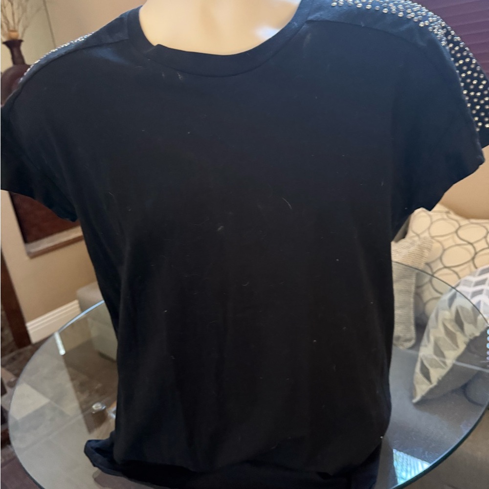 Zara Black Studded Short Sleeve Tee